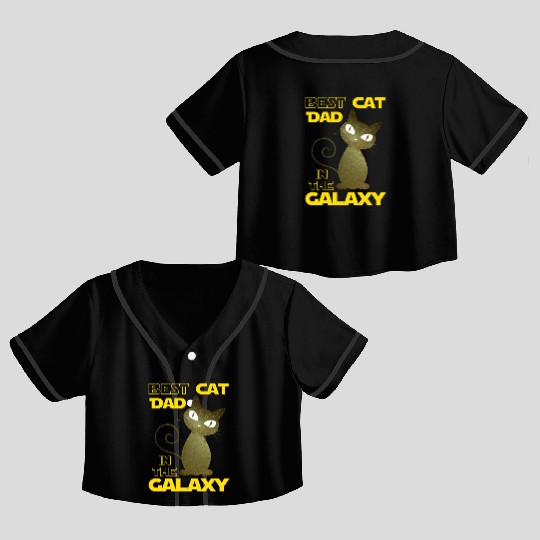 Galaxy Cat Best Cat Dad Crop Top Baseball Jerseys