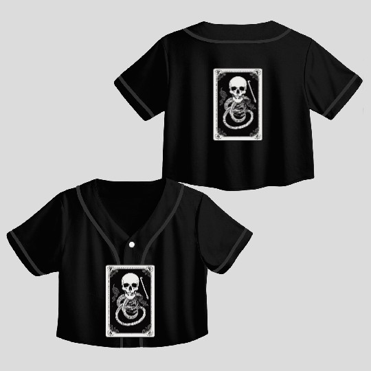Skull Tarot Card Reader Astrology Occult Crop Top Baseball Jerseys