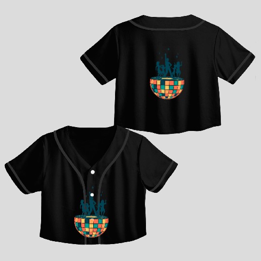 Disco ball - Dancing - Groovy - Clockwork Elements Crop Top Baseball Jerseys