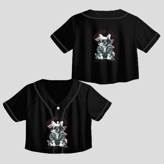 Frenchie Dog Dad Vibes : French Bull dog Crop Top Baseball Jerseys