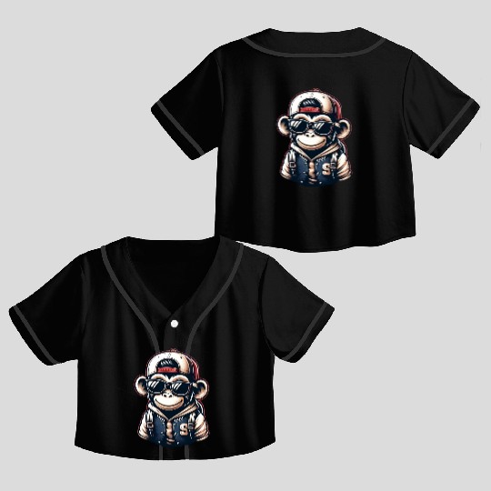 Crop Top Baseball Jerseys Funny of a monkey dressed as rap