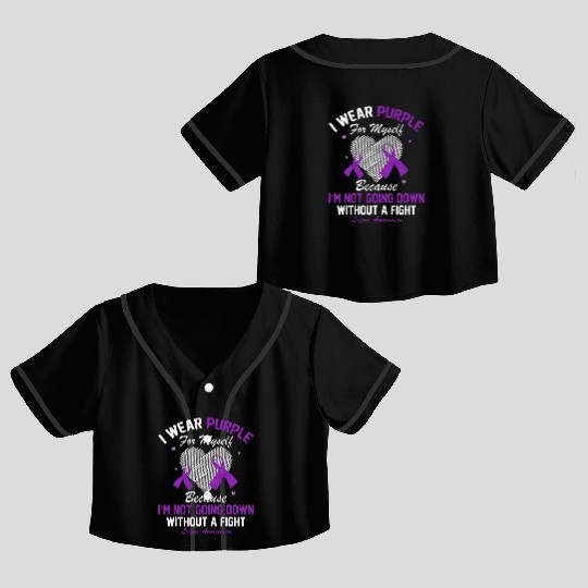 I Wear Purple For Myself Lupus Awareness Heart Crop Top Baseball Jerseys