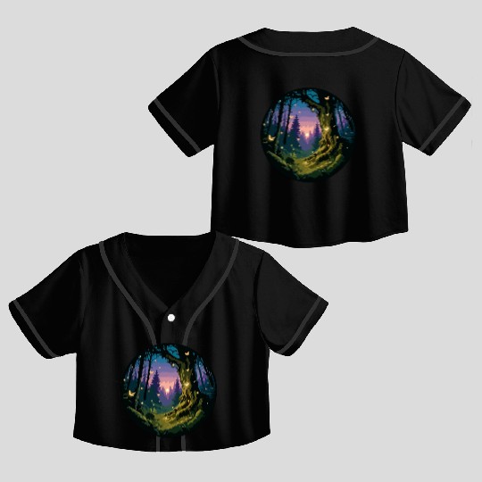 Enchanted Forest: Mystical Twilight Crop Top Baseball Jerseys