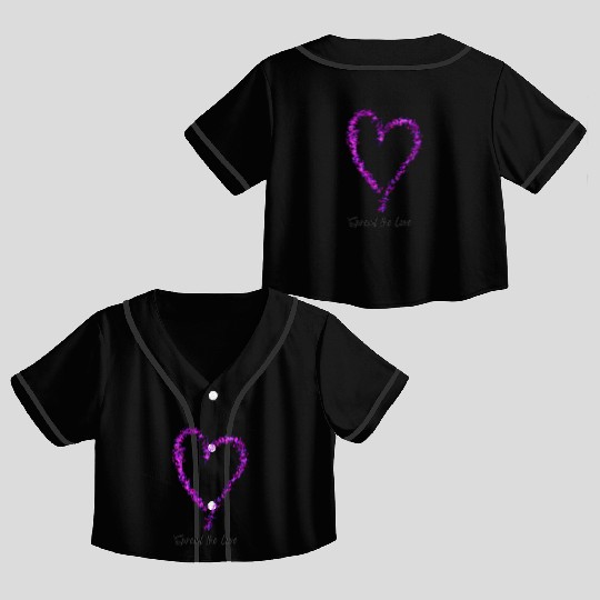 Spread the Love Glitter Heart Crop Top Baseball Jerseys