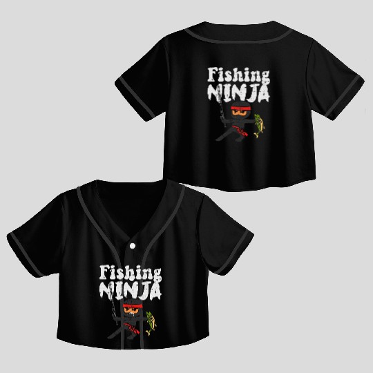 Fishing Ninja Fish Lover Toddler Youth Crop Top Baseball Jerseys