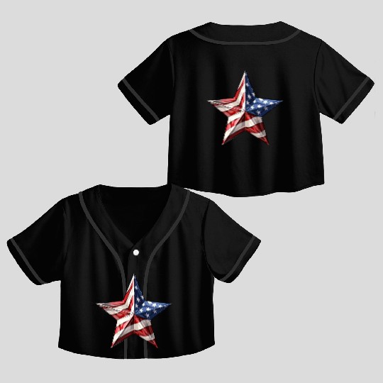 4th Of July, star Crop Top Baseball Jerseys