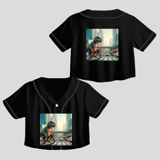 Urban Dino Ride Crop Top Baseball Jerseys