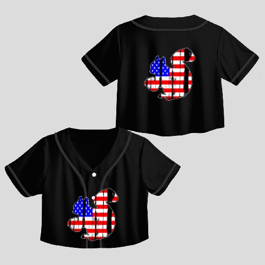 USA American Flag Squirrel Chipmunks Animal Lover Crop Top Baseball Jerseys