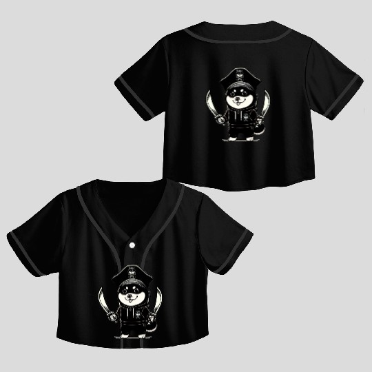 Shiba Inu Pirate Crop Top Baseball Jerseys