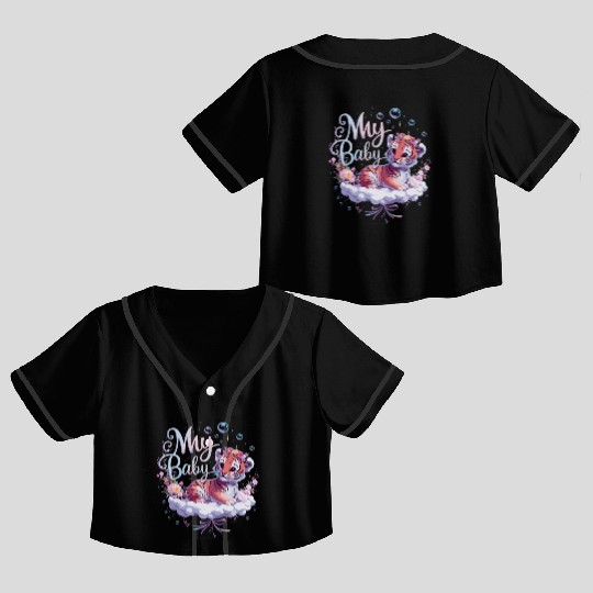 Adorable Baby Tiger Floral Cloud Dreamy Artwork Crop Top Baseball Jerseys