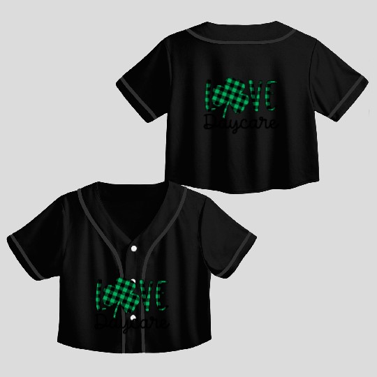 St Patricks Day Daycare Teacher Plaid Shamrock Crop Top Baseball Jerseys