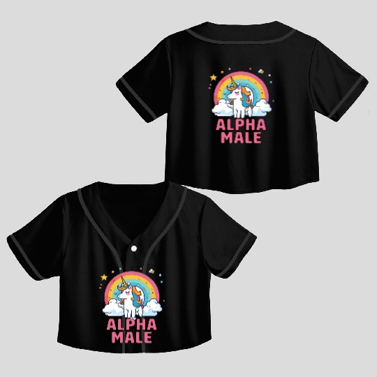Alpha Male Unicorn Rainbow Crop Top Baseball Jerseys