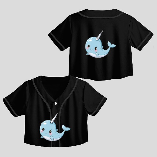 Adorable Narwhal Fantasy Encounter Crop Top Baseball Jerseys
