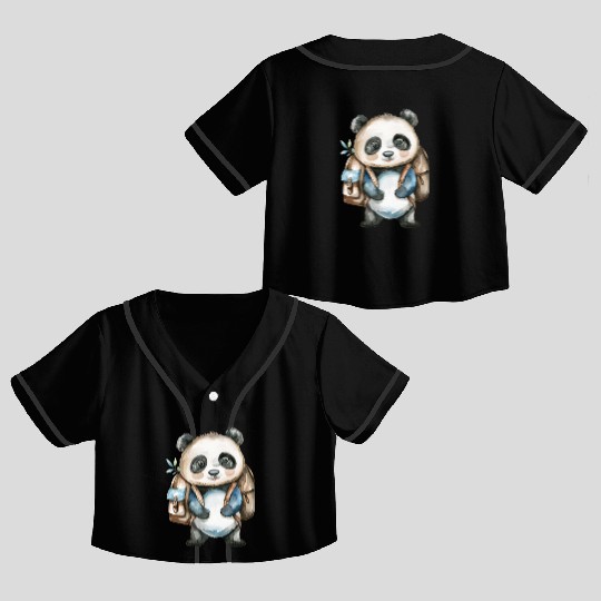 Watercolor Cute School Animals, Back to School Crop Top Baseball Jerseys