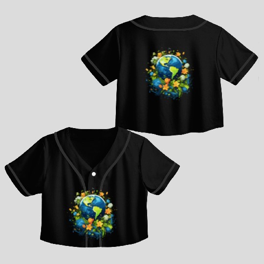 Respect Your Mother Earth Day Save Our Planet Crop Top Baseball Jerseys