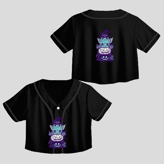 spooky scary friends Crop Top Baseball Jerseys