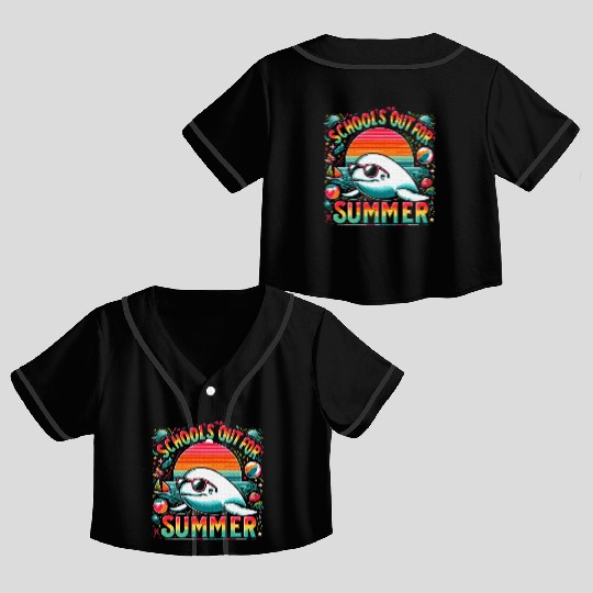 Schools Out For Summer Teacher Beluga Whale Crop Top Baseball Jerseys