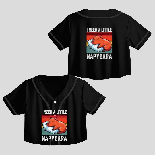 Napybara Cute Capybara Sleeping Nap Lover Crop Top Baseball Jerseys