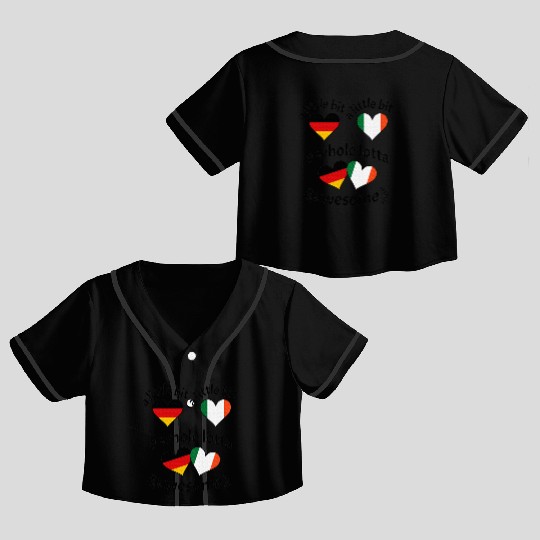 A Little Bit German Irish Ireland Heart Flags Crop Top Baseball Jerseys