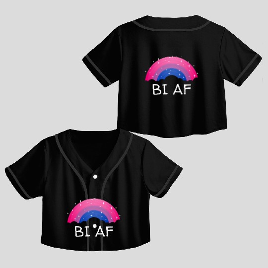 Bi AF Bisexual LGBTQ Bi Pride LGBT Funny Pride Mon Crop Top Baseball Jerseys