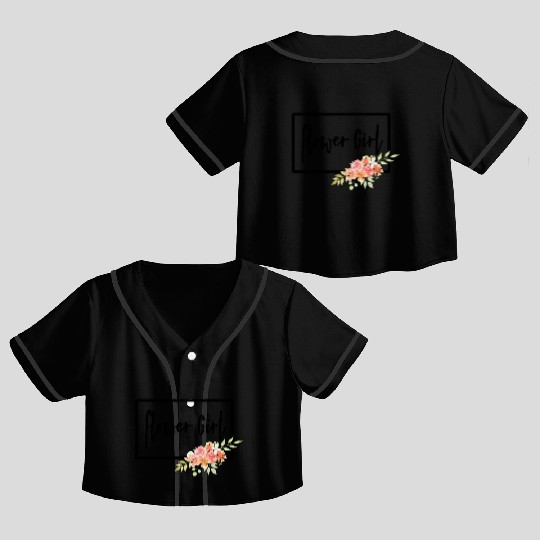 Flower Girl - Wedding Day Bride Cursive Cute Crop Top Baseball Jerseys