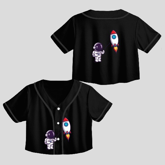play with rocket balloon Crop Top Baseball Jerseys