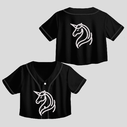 Minimalist Unicorn Symbol - light pink gray Crop Top Baseball Jerseys