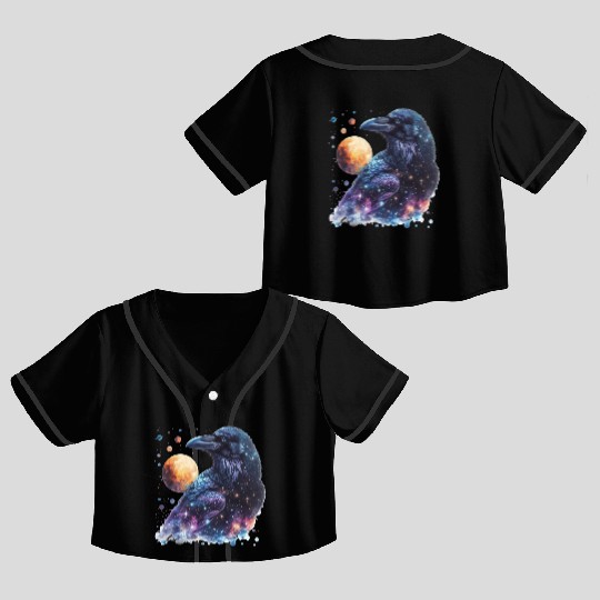 Celestial Raven Clipart Clipart, Crow Bird Witch Crop Top Baseball Jerseys