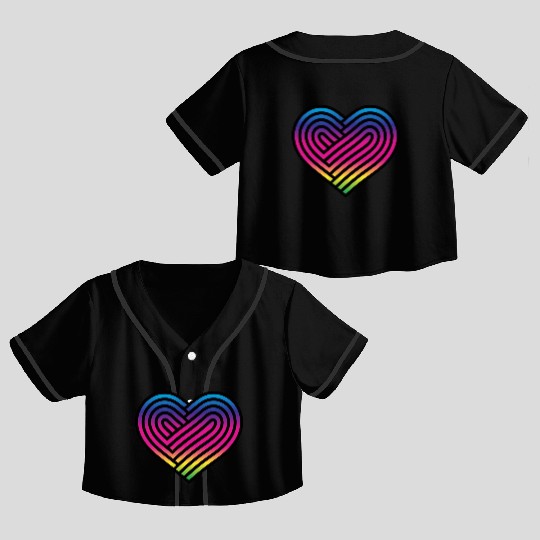 Rainbow Heart Homosexuality LGBT Love Crop Top Baseball Jerseys