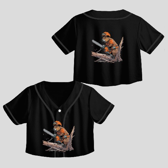 Beaver Lumberjack Chainsaw Crop Top Baseball Jerseys