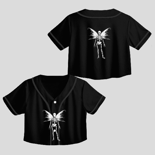 Fairy Grunge Fairycore Aesthetic Skeleton Crop Top Baseball Jerseys