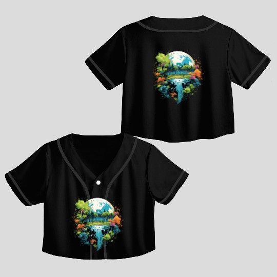 Respect Your Mother Earth Day Save Our Planet Crop Top Baseball Jerseys