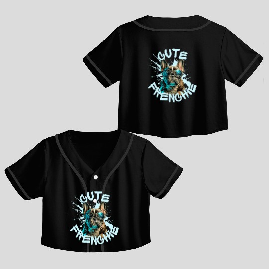 Cute frenchie Crop Top Baseball Jerseys