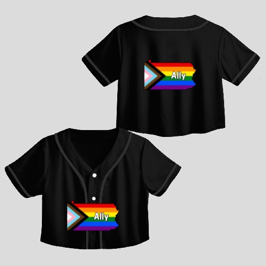 Pennsylvania Pride Ally Progress Flag Crop Top Baseball Jerseys