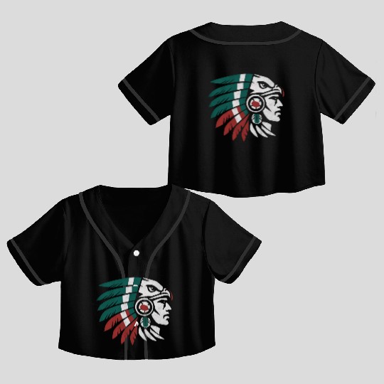 Aztec Warrior Indigenous Mexican Aztec Jaguar Crop Top Baseball Jerseys