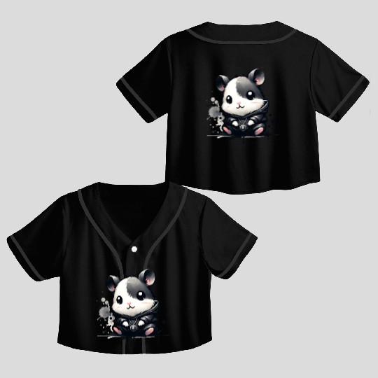 Charcoal Hip Hop Hamster Crop Top Baseball Jerseys