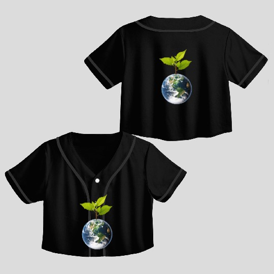 Planet Earth with beautiful freshness growth tree Crop Top Baseball Jerseys