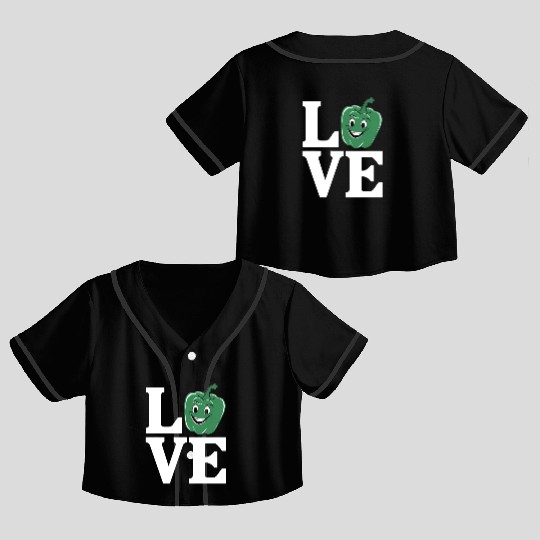 Bell Pepper Love Green Crop Top Baseball Jerseys