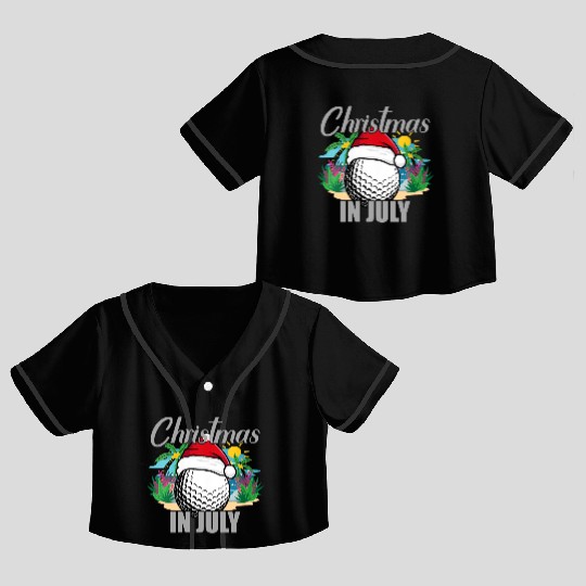 Christmas in July Golf Santa Hat Funny Summer Crop Top Baseball Jerseys
