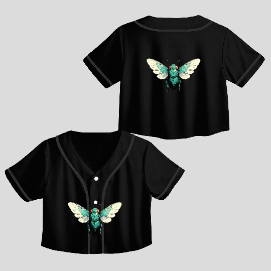 Cicada Insect Animal Lover Funny Design Crop Top Baseball Jerseys