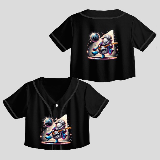 Disco Ball Guitar Sheep Crop Top Baseball Jerseys