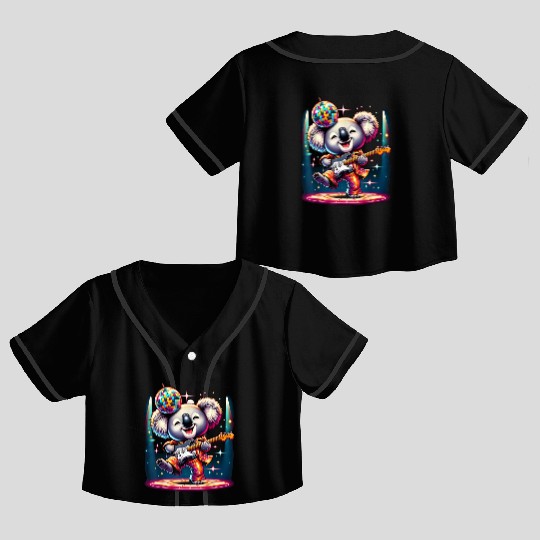 Disco Ball Guitar Koala Crop Top Baseball Jerseys