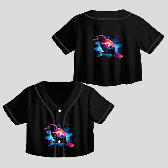 Cool Platypus Galaxy Space Art Crop Top Baseball Jerseys