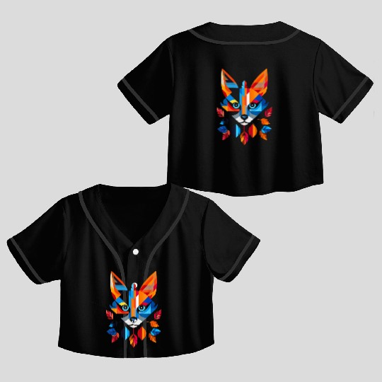 Fox Animal Graphic Artwork Crop Top Baseball Jerseys