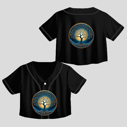 Irish Nordic Celtic Tree of Life Yggdrasil Crop Top Baseball Jerseys