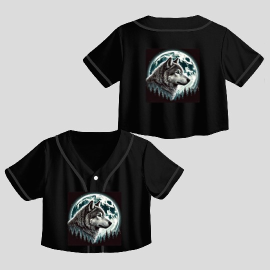 Nature Moon Alpha Cute Wolf Moon nature Crop Top Baseball Jerseys