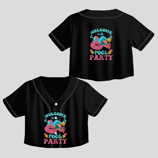 Pool Swimming Sun Alcohol Crop Top Baseball Jerseys