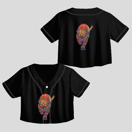 Dark Cat Alebrije Crop Top Baseball Jerseys