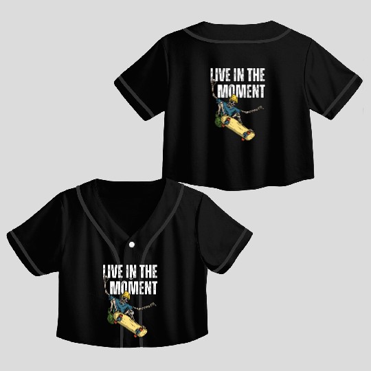 Skater's Live in the Moment Inspiration Crop Top Baseball Jerseys
