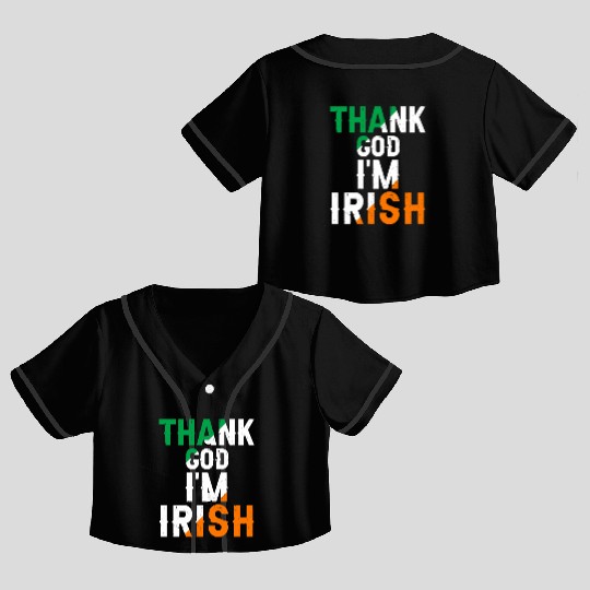 St Patricks Thank God Im Irish Premium Crop Top Baseball Jerseys
